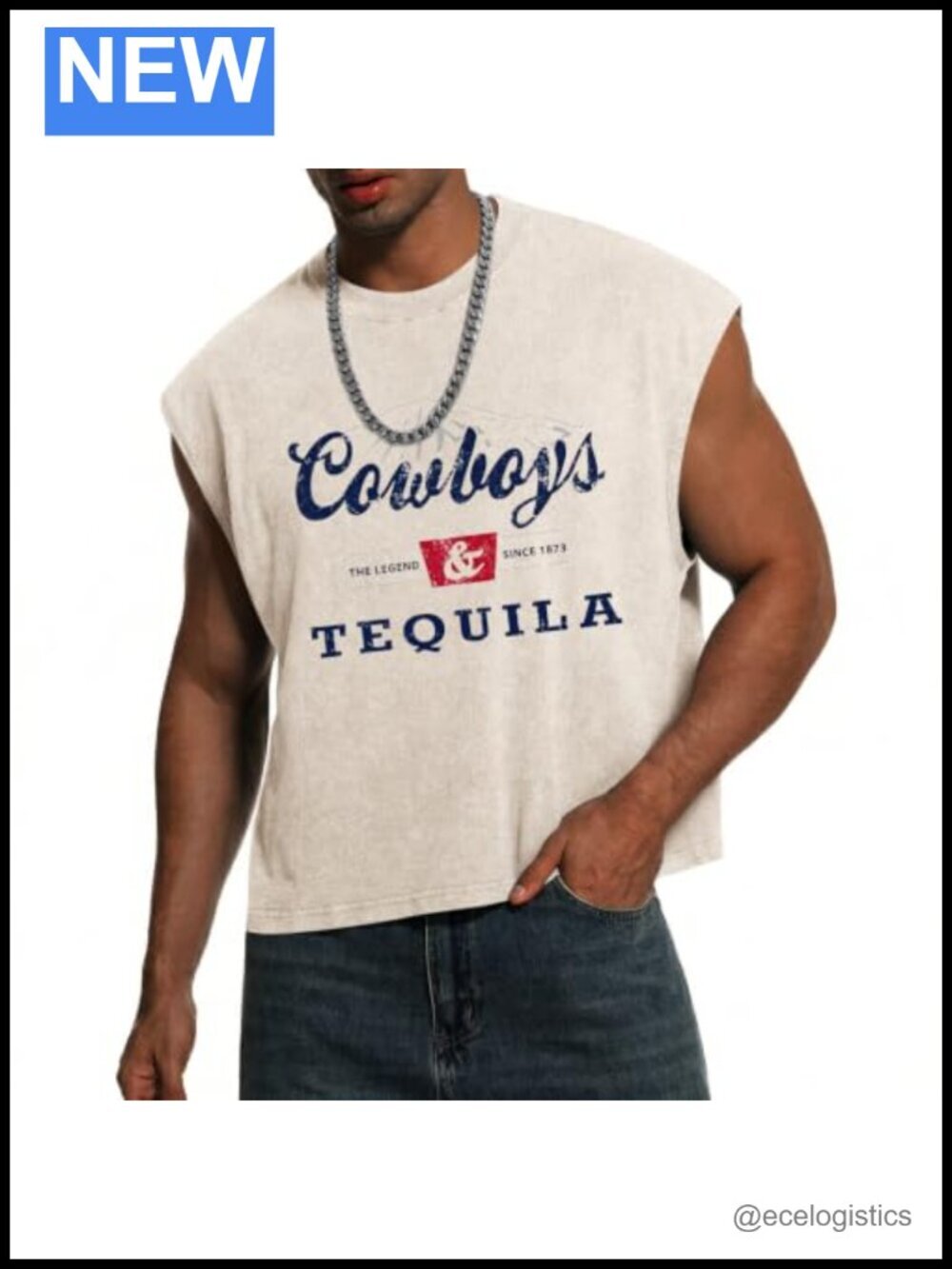Men's Western Cropped Tank Top Vintage Cowboy Graphic Sleeveless Concert Shirt